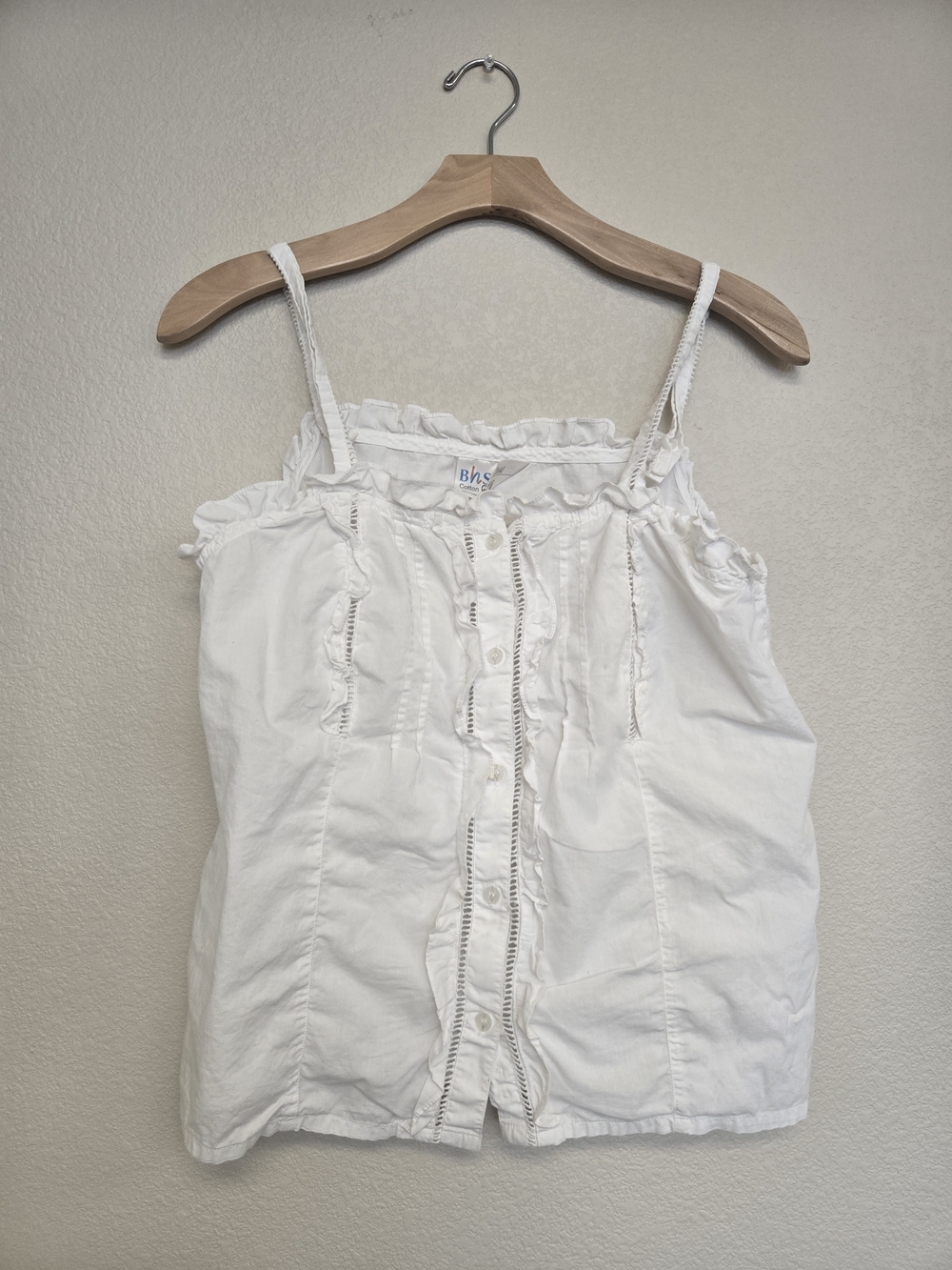 Vintage Y2K White Ruffle Lace Cami Top Cottagecore Coquette